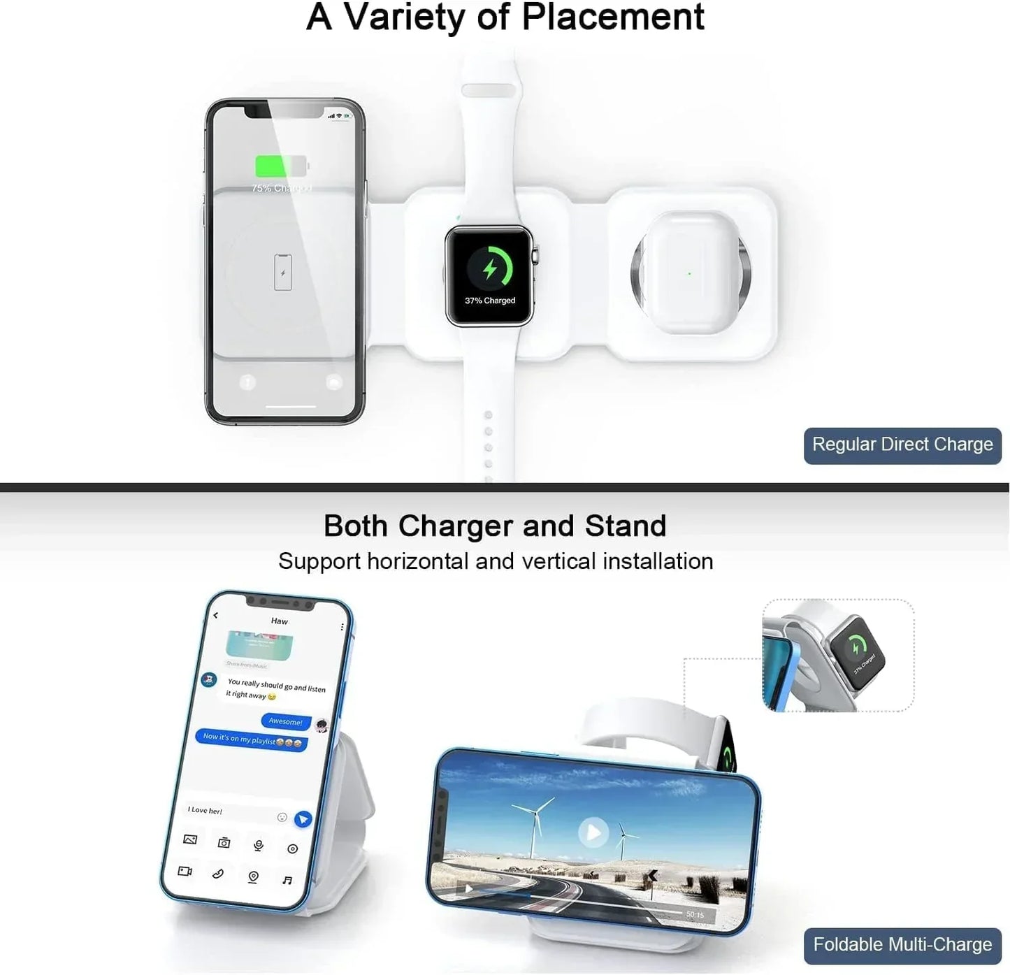 3-in-1  Wireless Charging Pad 15W